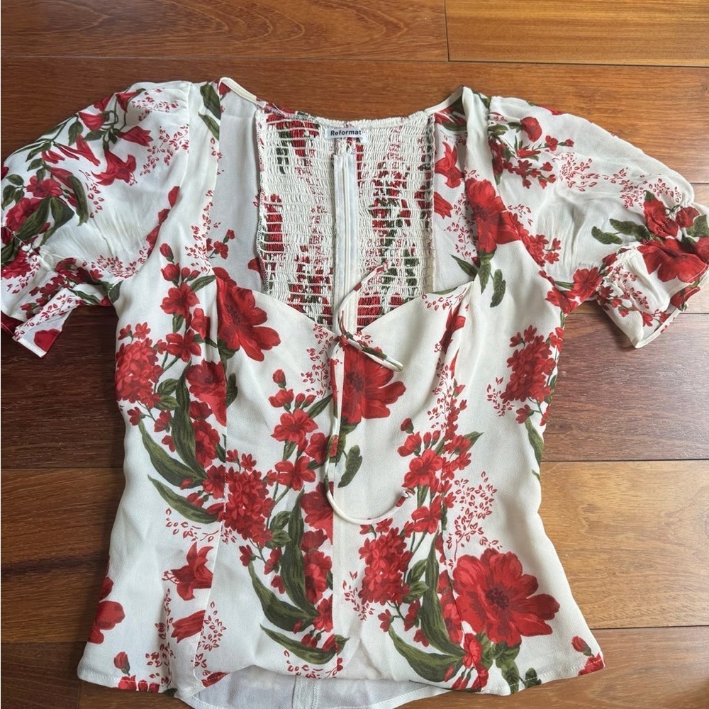 Reformation Delevan Floral Top Size 4 Women’s romantic